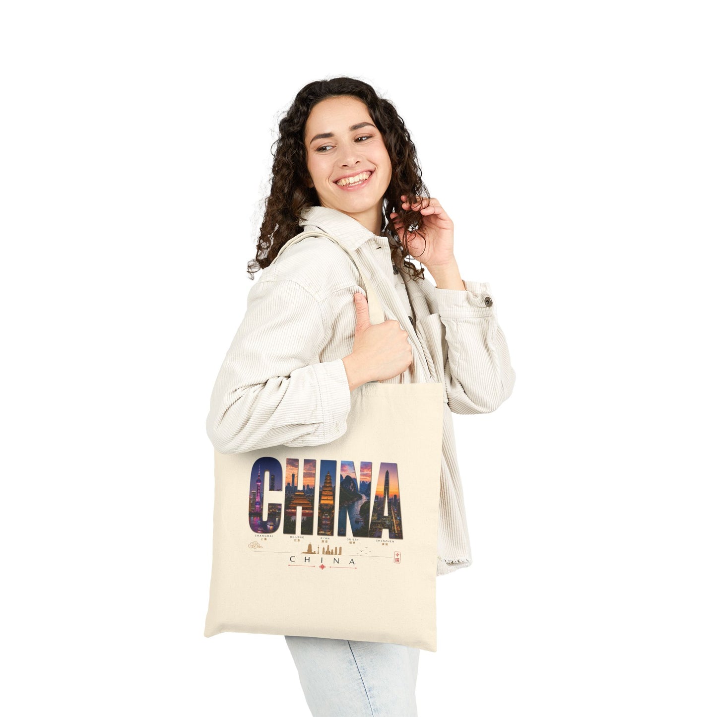 China Skyline Canvas Tote Bag – Cityscape Travel Souvenir Tote