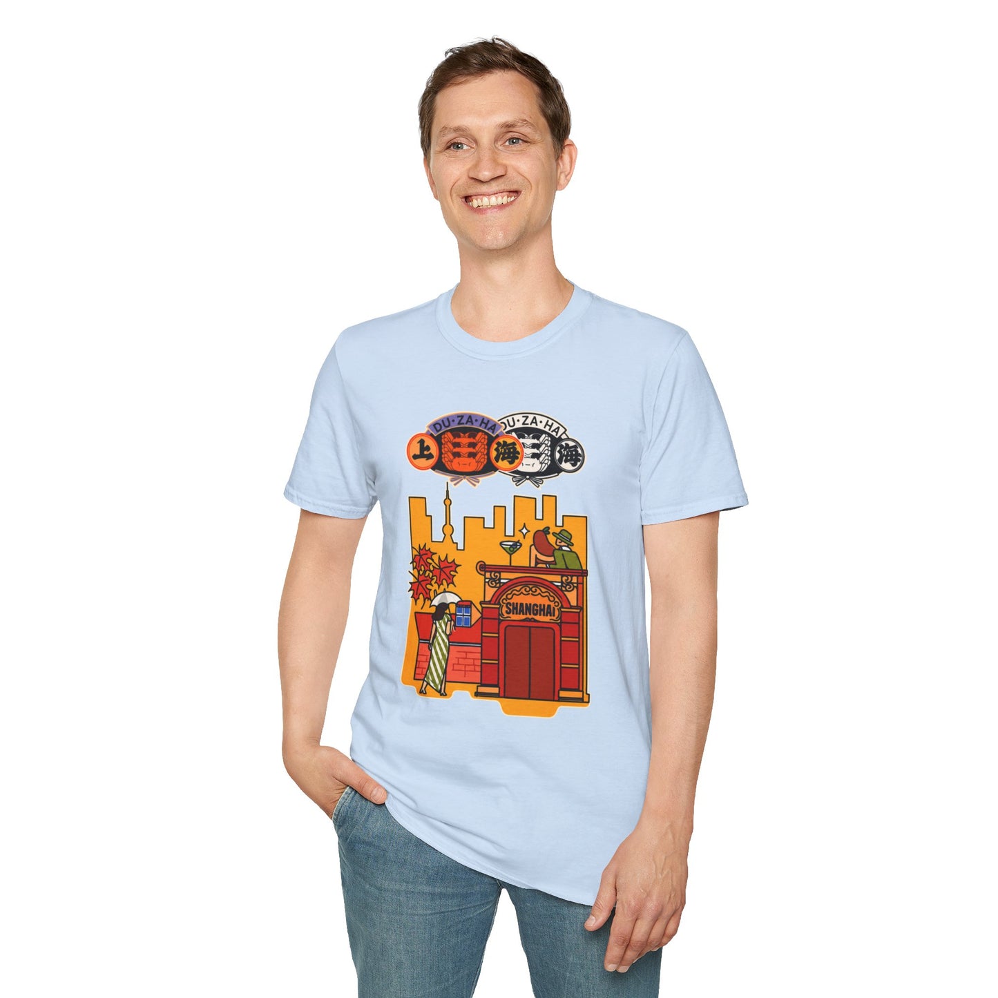 Skyline Ramen Scene T-Shirt — Retro Japanese Noodle Shop Design