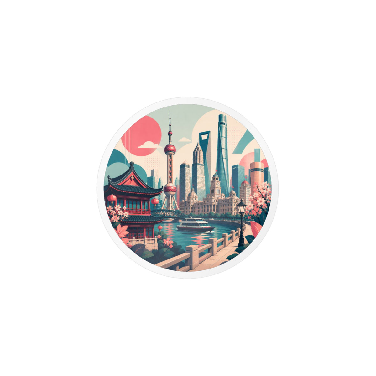 Shanghai Skyline Kiss-Cut Vinyl Decal