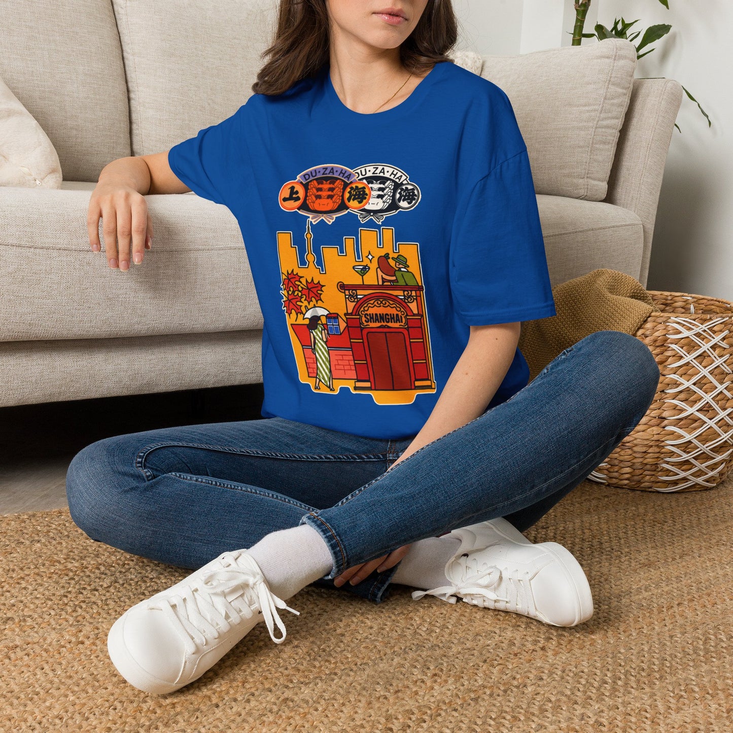 Skyline Ramen Scene T-Shirt — Retro Japanese Noodle Shop Design