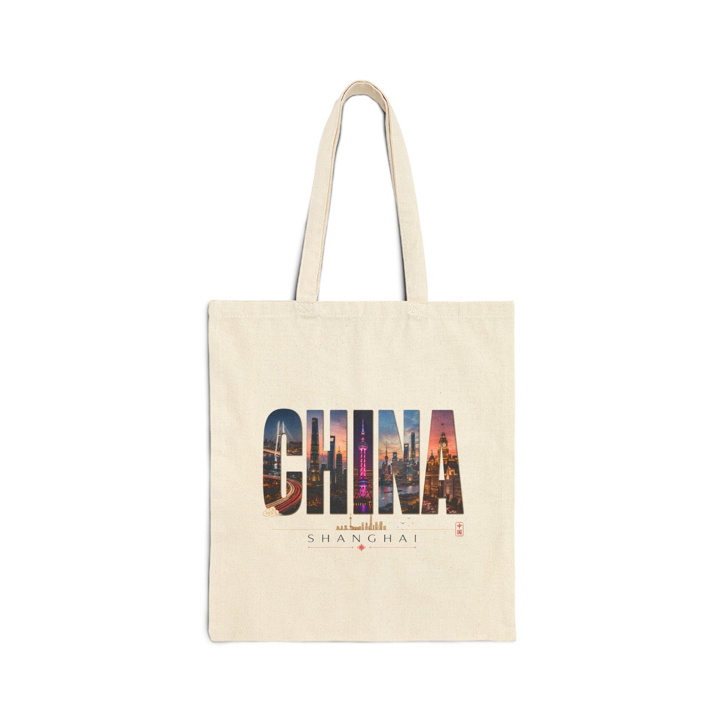 China Skyline Cotton Tote Bag – Travel Souvenir Canvas Shopper