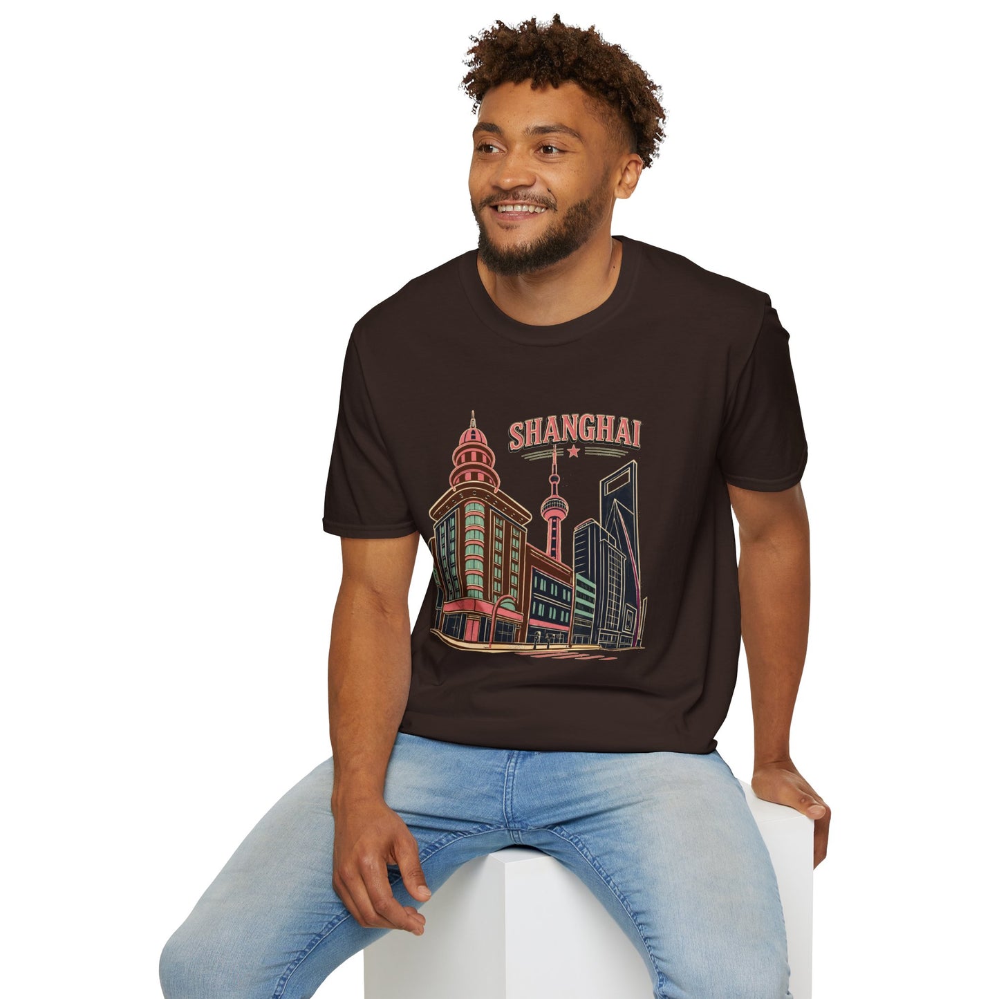 Shanghai Skyline T-Shirt — Retro Cityscape Travel Tee
