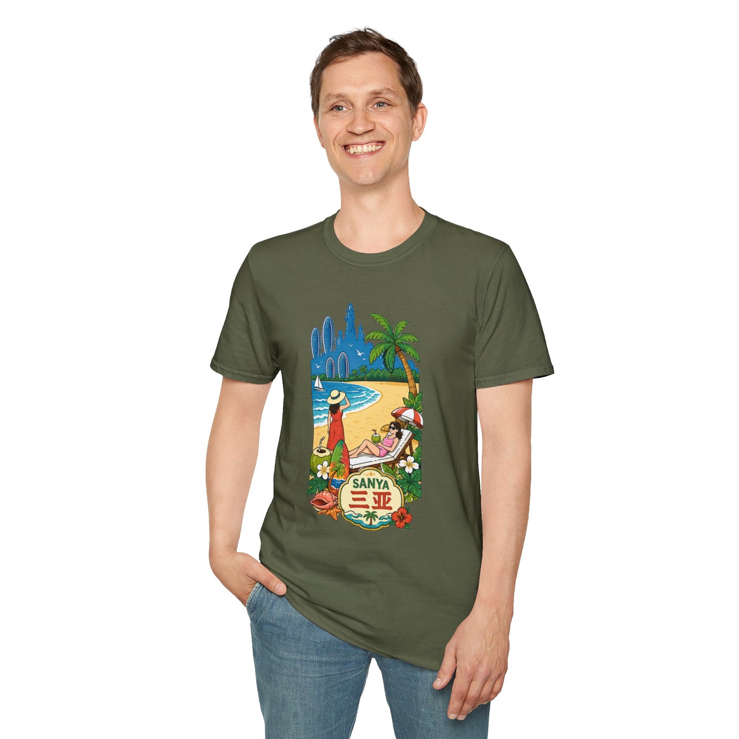 Beach Resort Graphic T-Shirt — Sanya Tropical Vacation Design