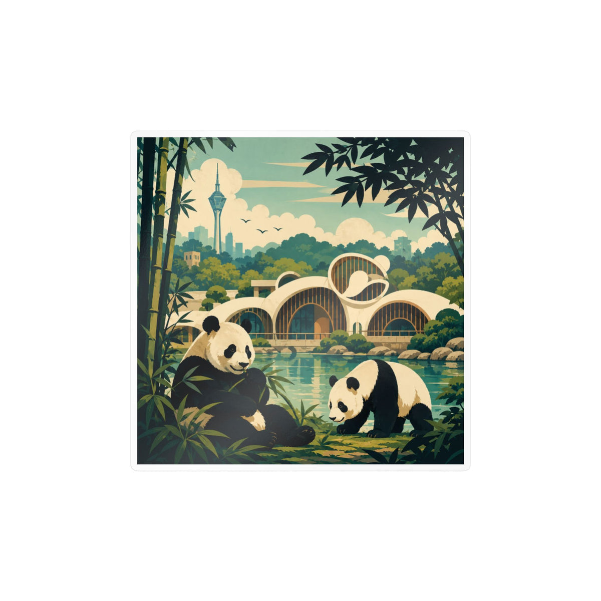 Panda Park Kiss-Cut Vinyl Decal — Scenic Bamboo Zoo Sticker