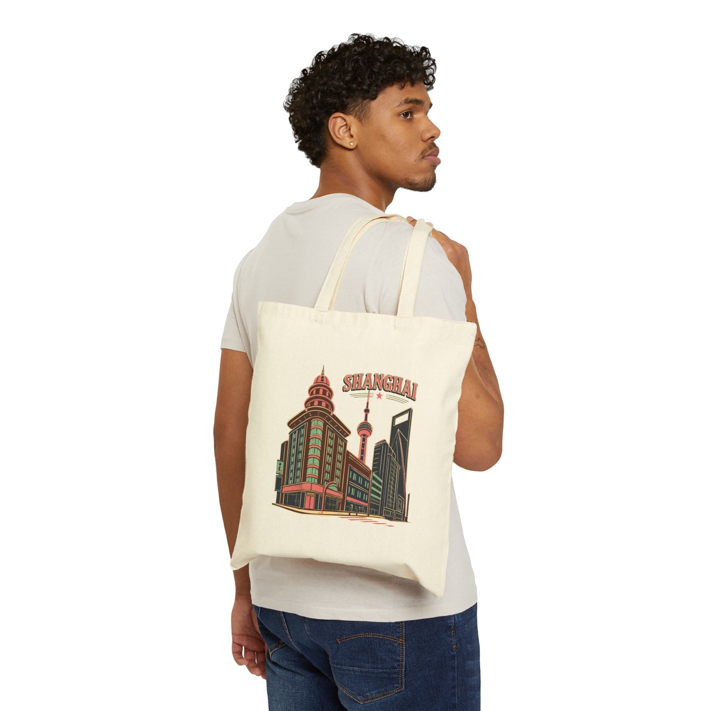 Shanghai Skyline Canvas Tote