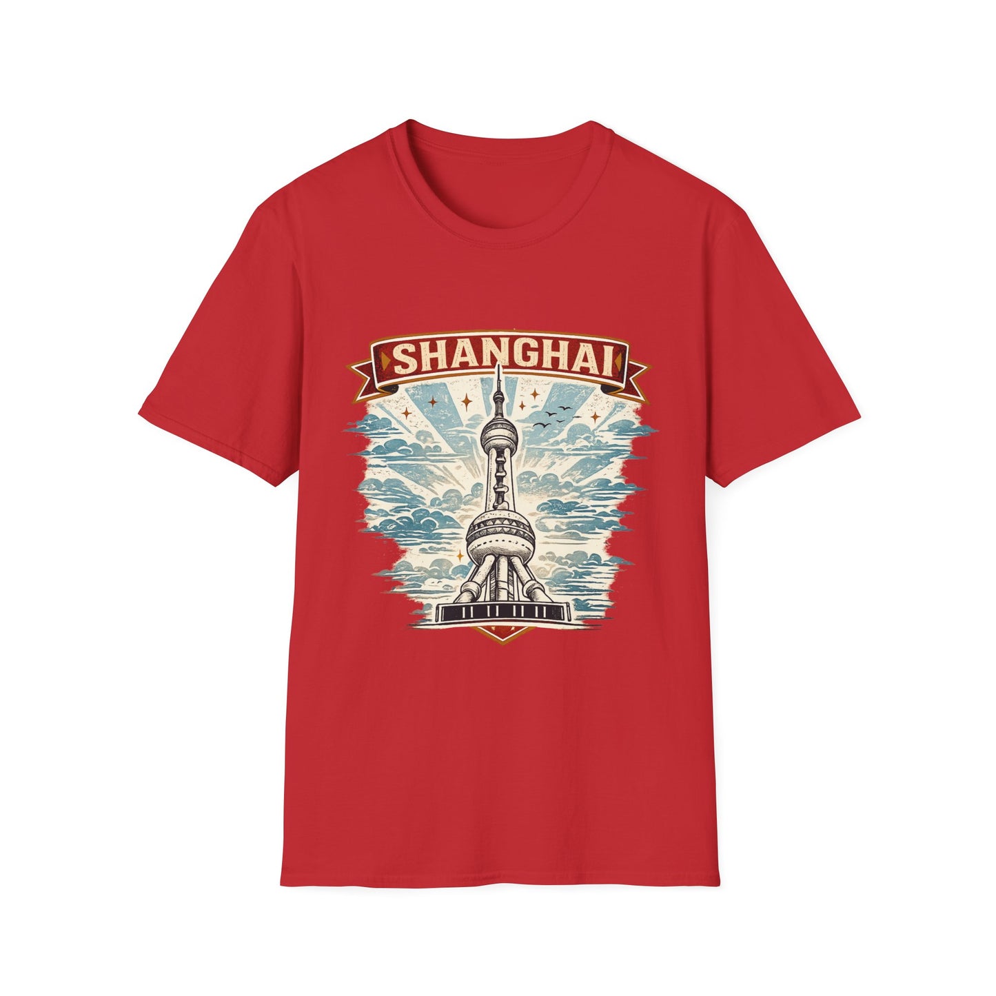 Shanghai Skyline T-Shirt — Retro Oriental Pearl Tower Travel Tee
