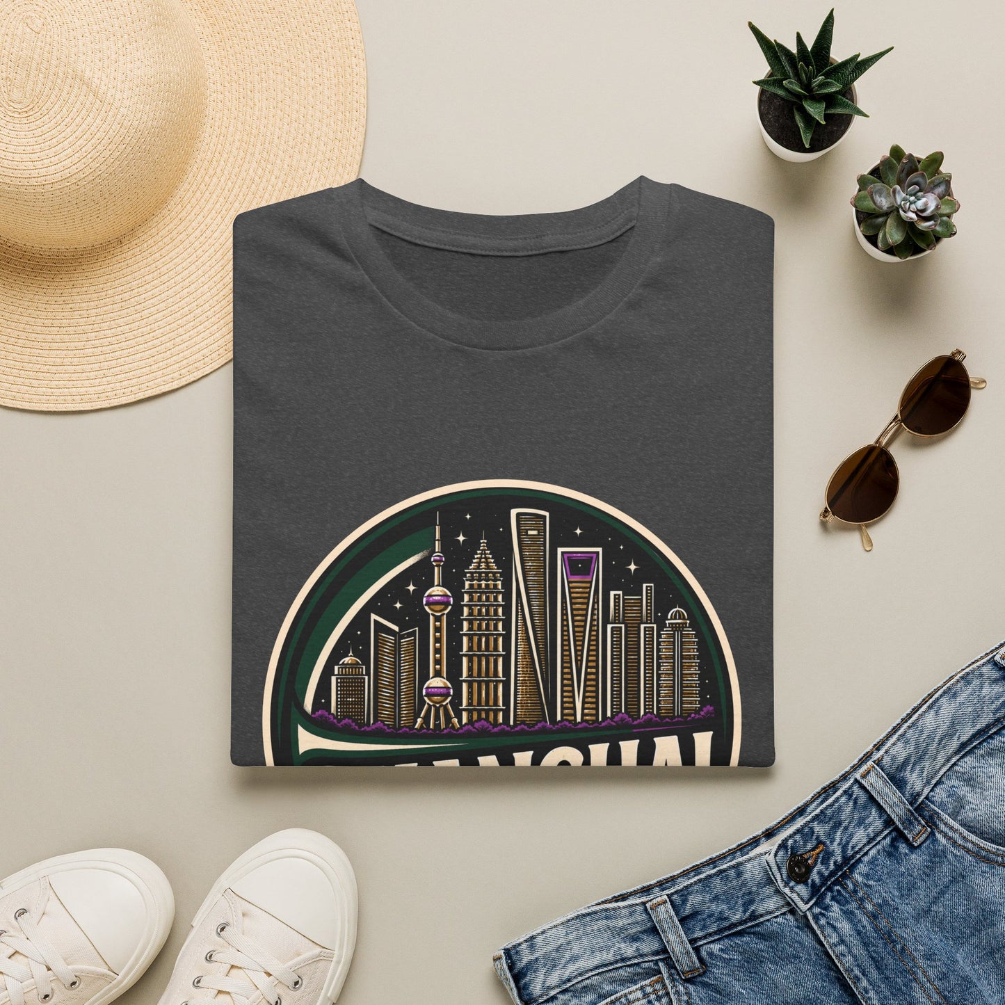 Shanghai Skyline T-Shirt — Retro Cityscape Tee