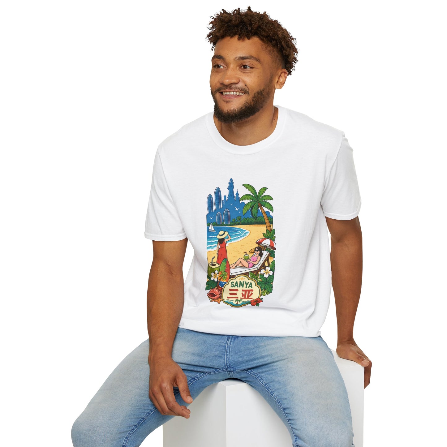 Beach Resort Graphic T-Shirt — Sanya Tropical Vacation Design
