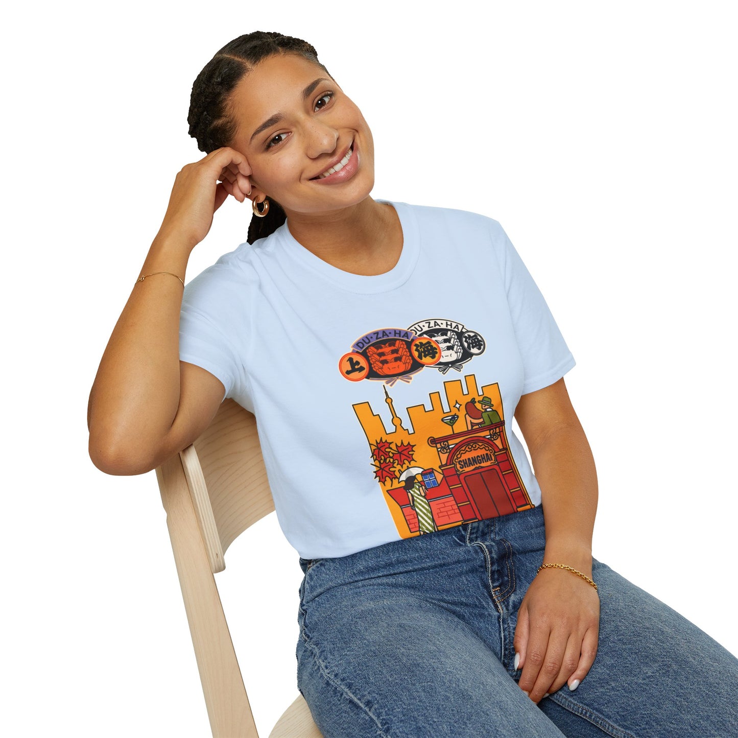 Skyline Ramen Scene T-Shirt — Retro Japanese Noodle Shop Design