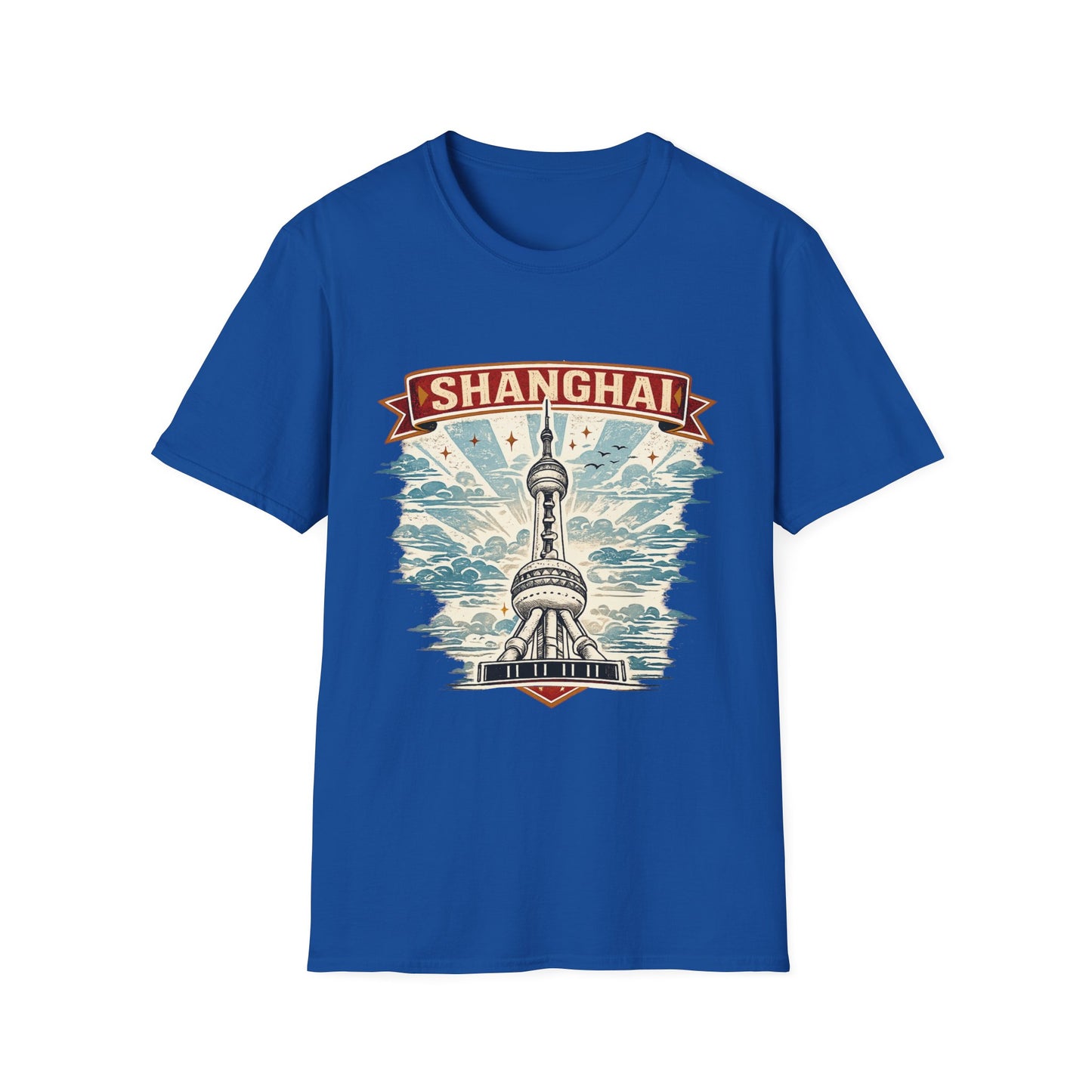Shanghai Skyline T-Shirt — Retro Oriental Pearl Tower Travel Tee