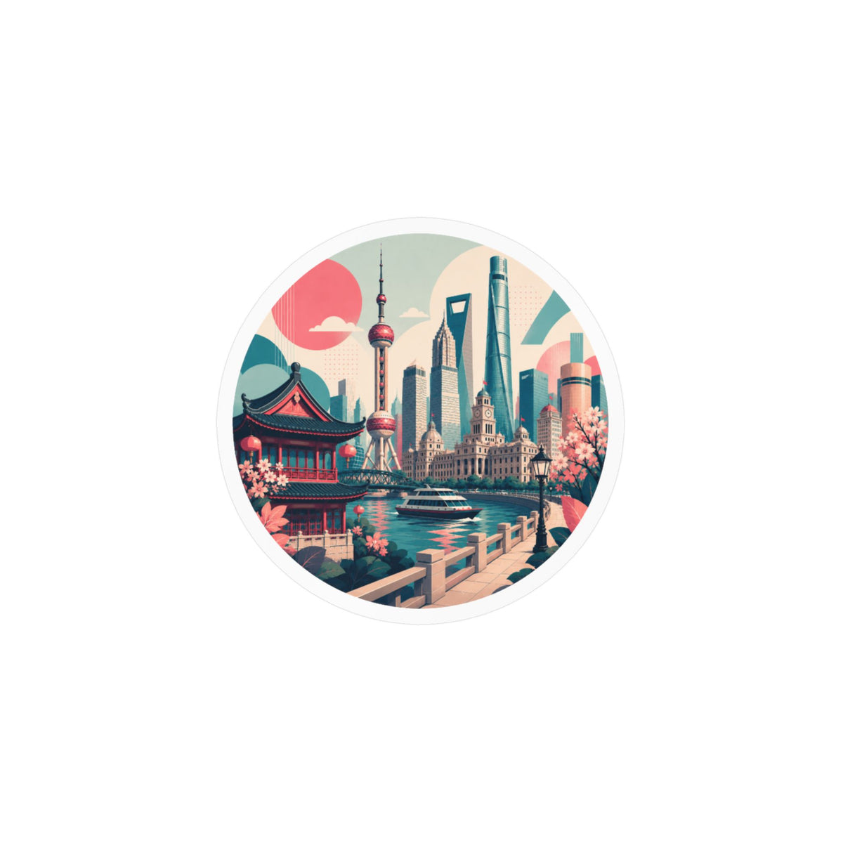Shanghai Skyline Kiss-Cut Vinyl Decal