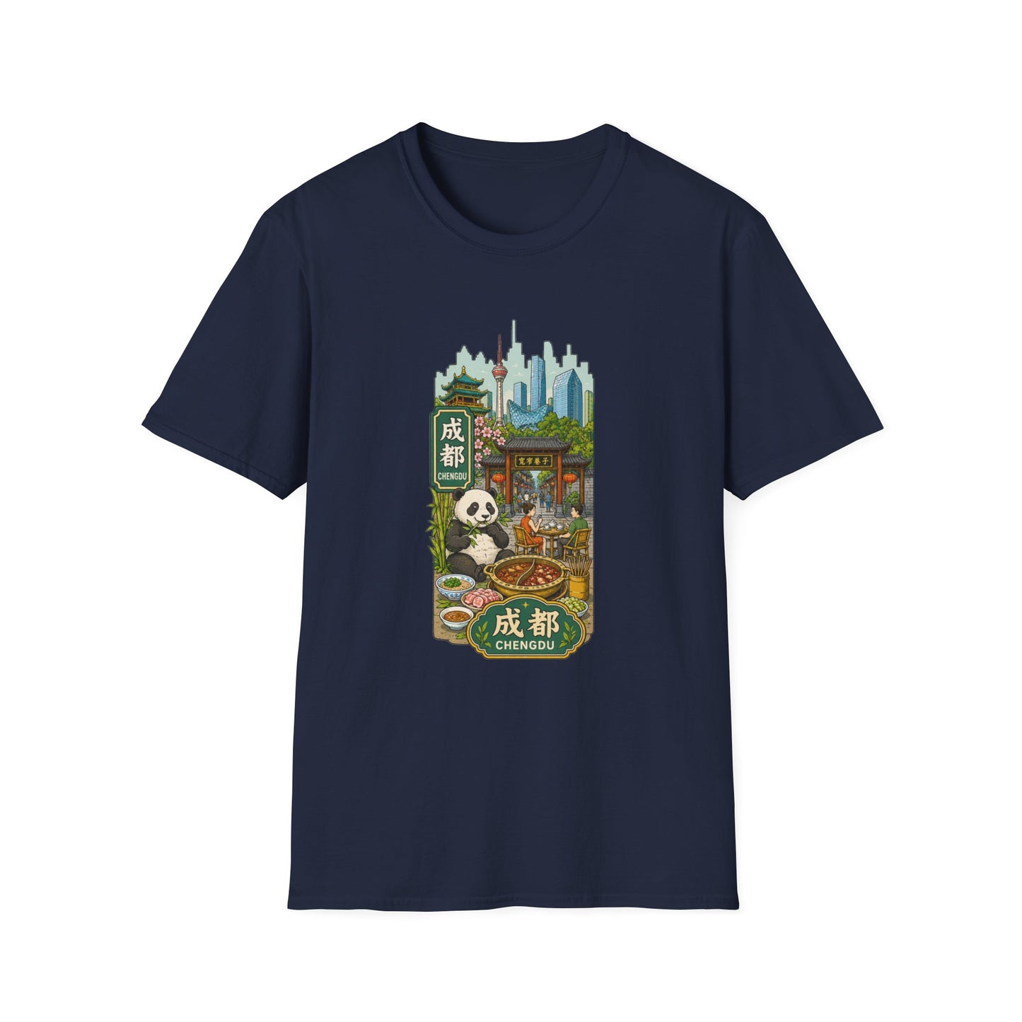 Chengdu Travel T-Shirt — Panda & Cityscape Graphic Tee