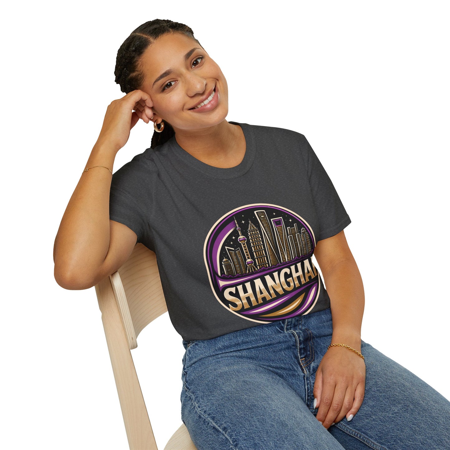 Shanghai Skyline T-Shirt — Retro Neon Cityscape Tee