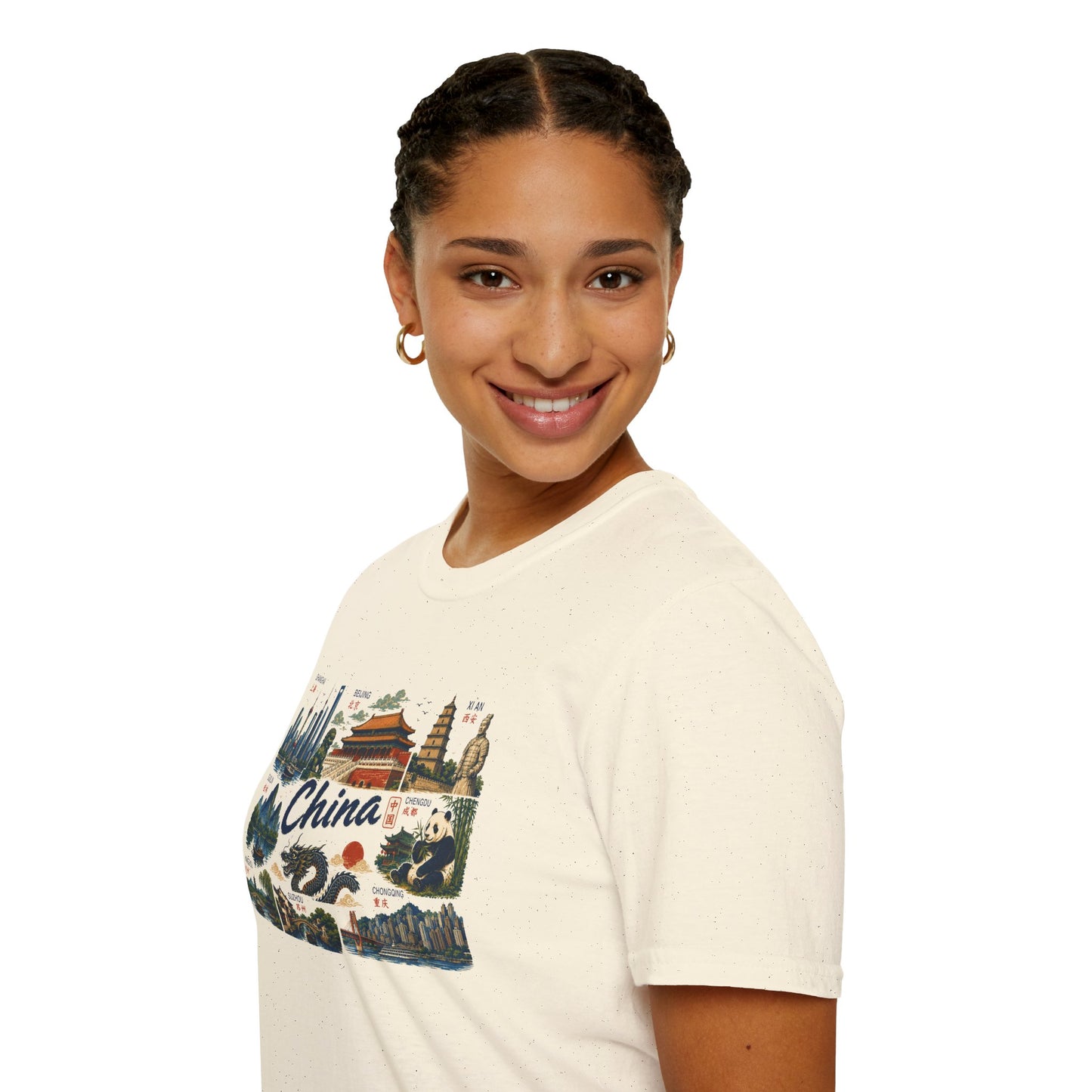 China Landmarks T-Shirt — Panda, Great Wall & Skyline Travel Tee