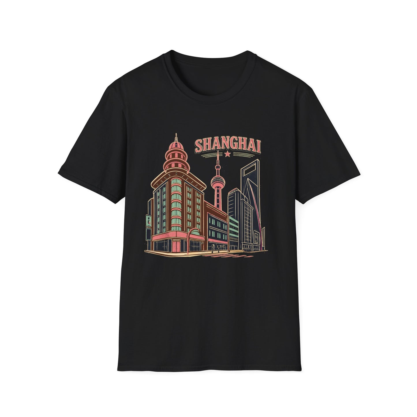 Shanghai Skyline T-Shirt — Retro Cityscape Travel Tee