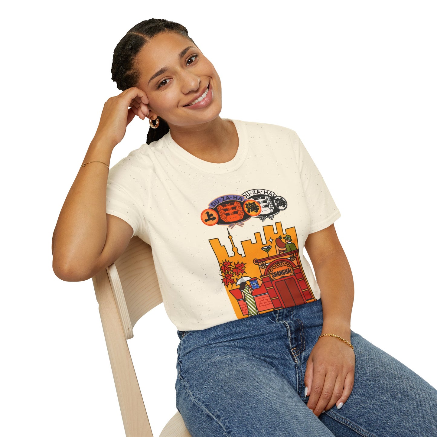 Skyline Ramen Scene T-Shirt — Retro Japanese Noodle Shop Design
