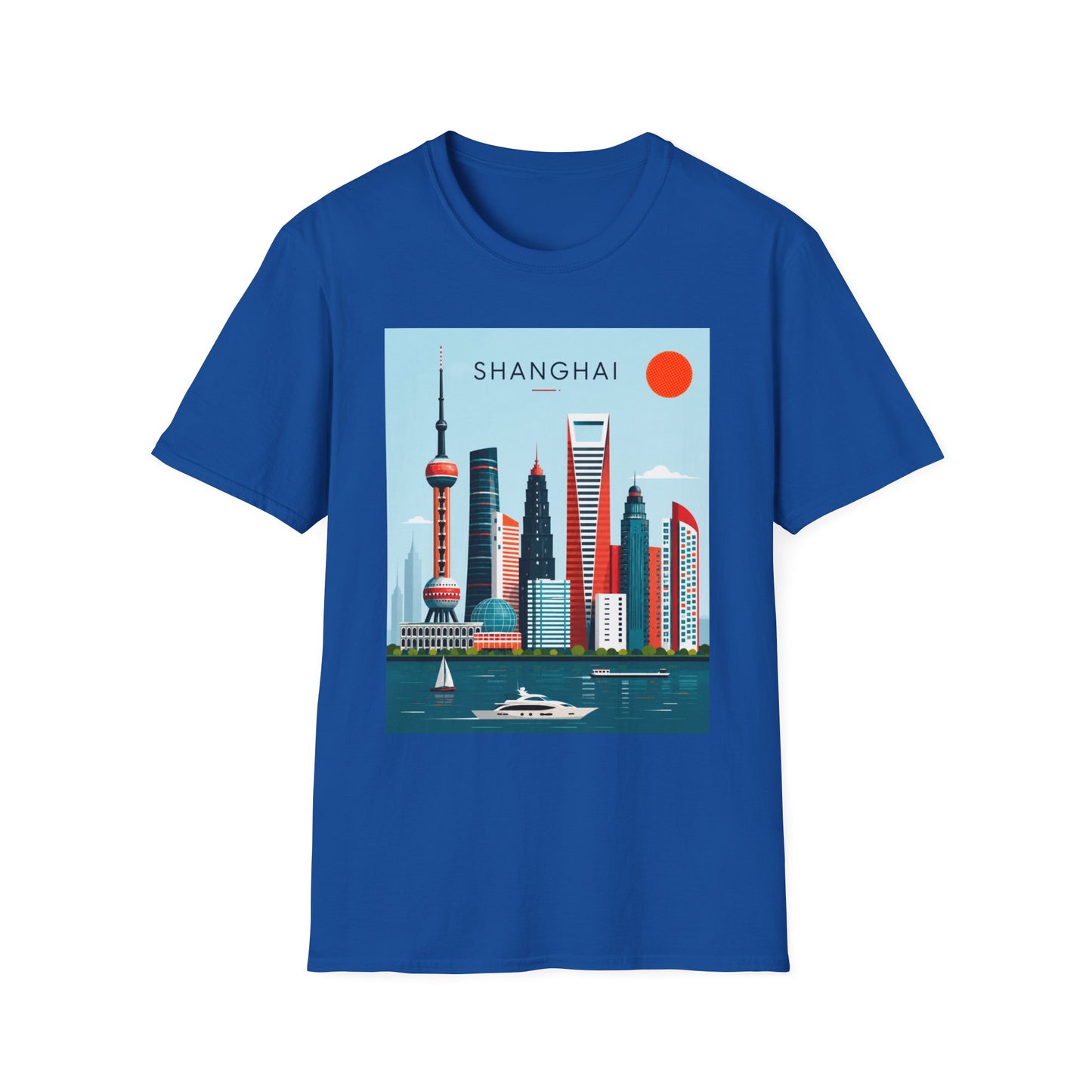 Shanghai Skyline T‑Shirt — Retro Cityscape Tee with 'SHANGHAI' Graphic
