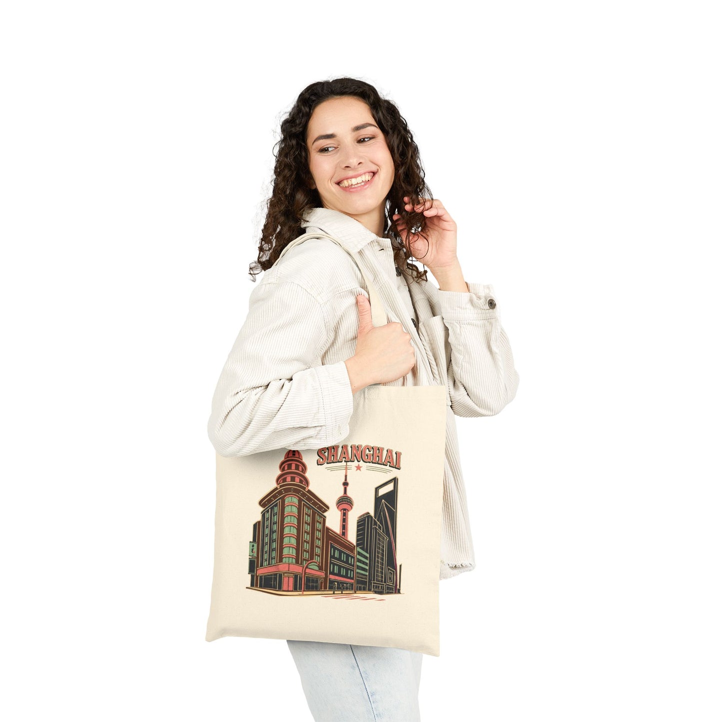 Shanghai Skyline Canvas Tote