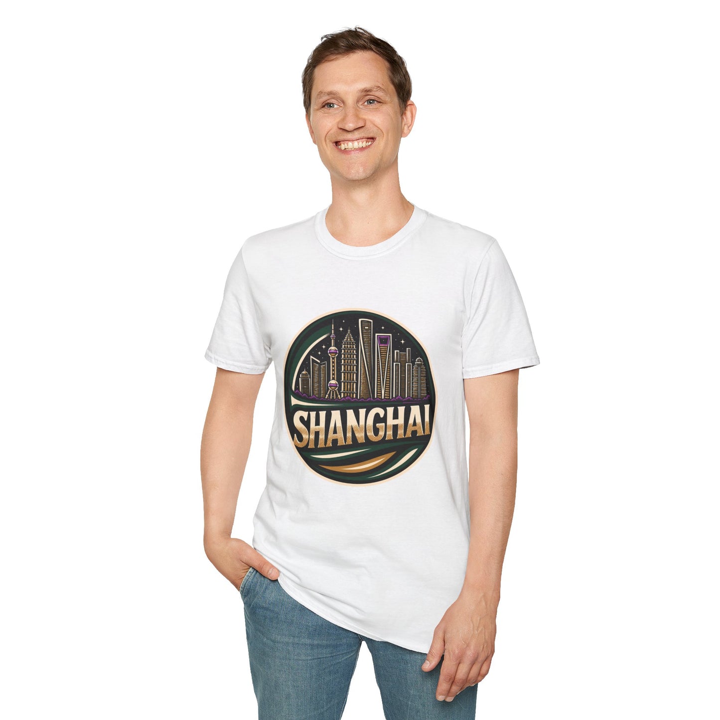 Shanghai Skyline T-Shirt — Retro Cityscape Tee