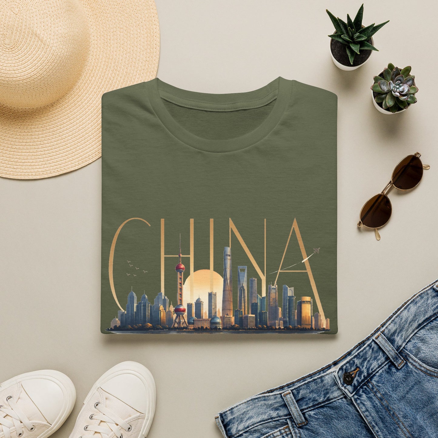 China Skyline T‑Shirt — Shanghai Cityscape Graphic Tee