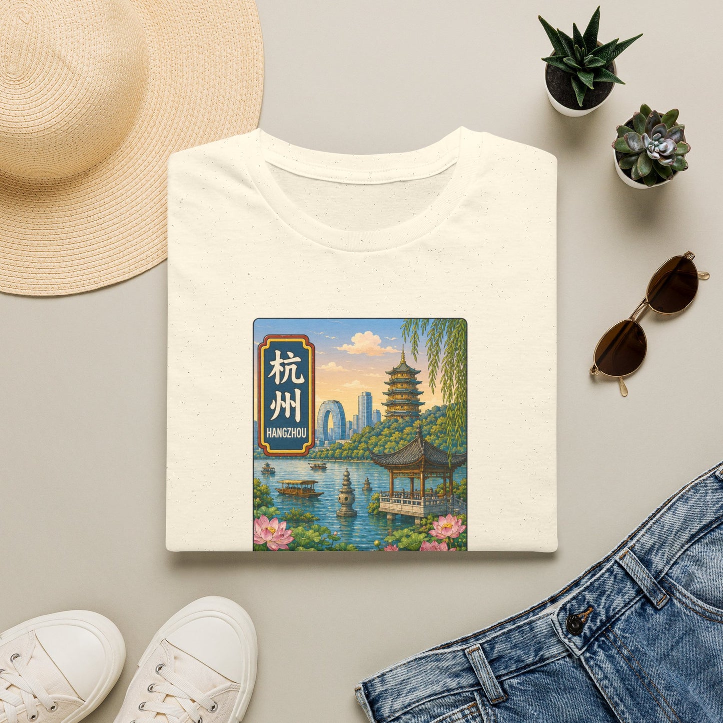 Hangzhou Scenic T-Shirt — West Lake Vintage Travel Tee (杭州)