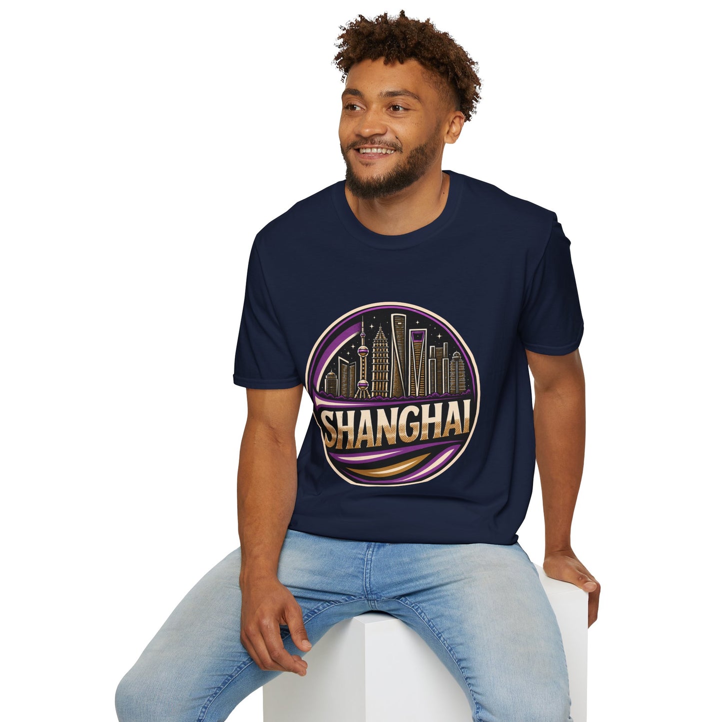 Shanghai Skyline T-Shirt — Retro Neon Cityscape Tee