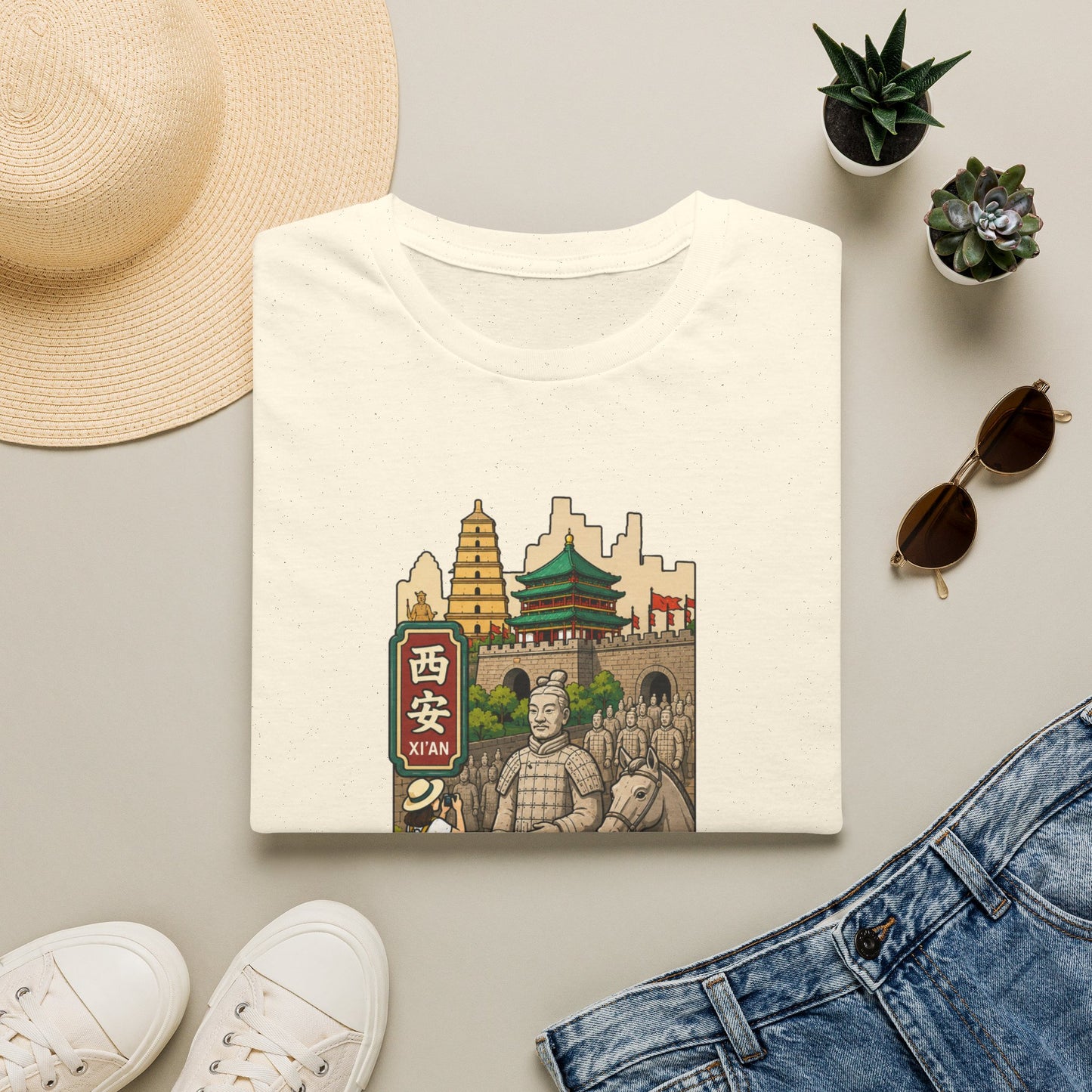 Xi'an Travel T-Shirt — Terracotta Warriors & Pagoda China Souvenir Tee