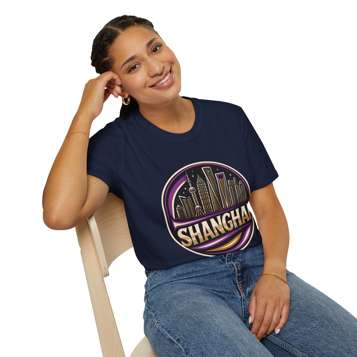 Shanghai Skyline T-Shirt — Retro Neon Cityscape Tee