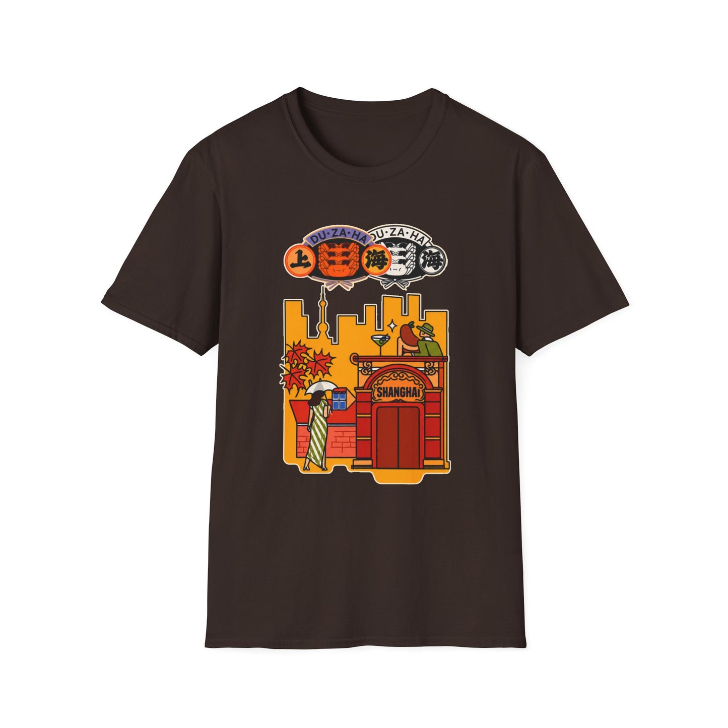 Skyline Ramen Scene T-Shirt — Retro Japanese Noodle Shop Design