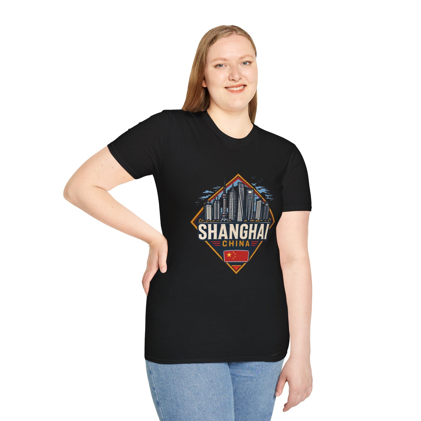 Shanghai Skyline T-Shirt — Retro Cityscape Travel Tee (Shanghai, China)