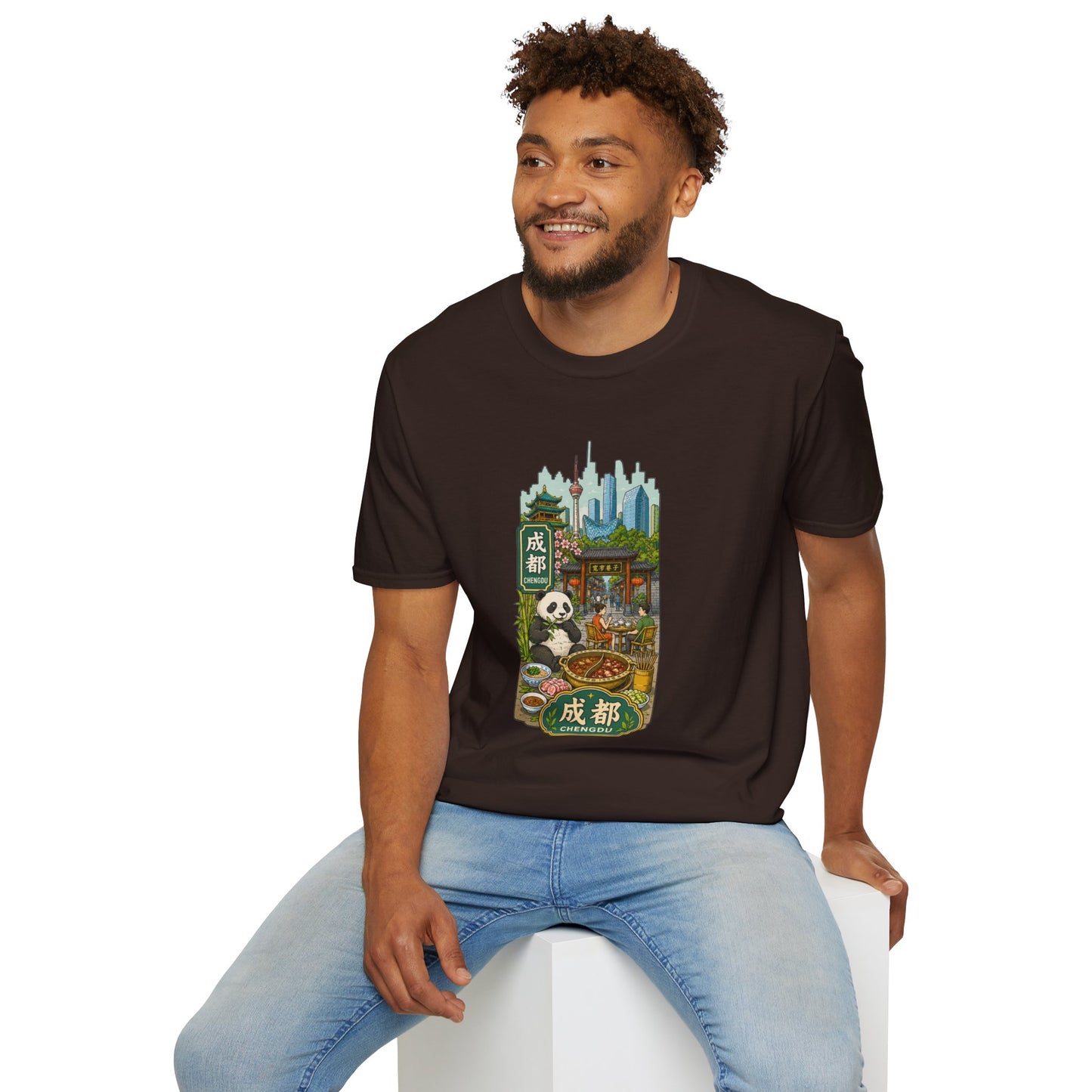 Chengdu Travel T-Shirt — Panda & Cityscape Graphic Tee