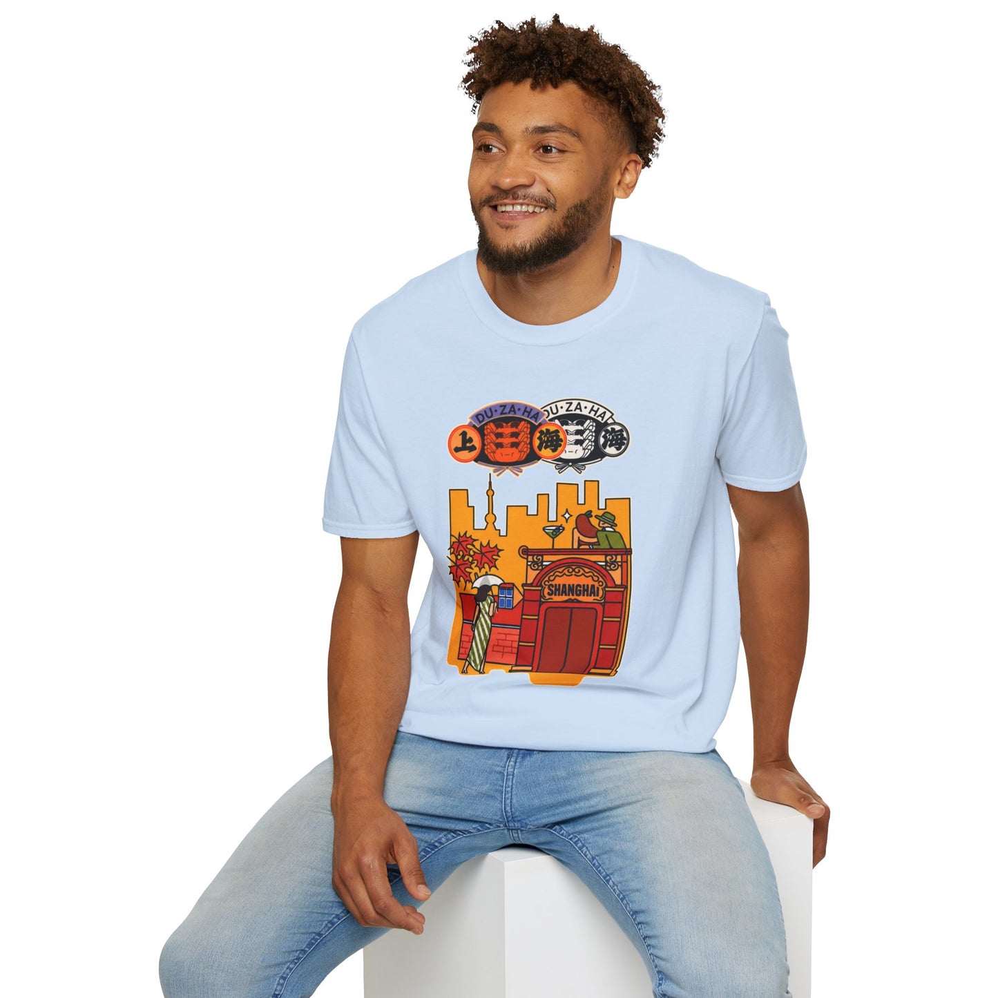 Skyline Ramen Scene T-Shirt — Retro Japanese Noodle Shop Design