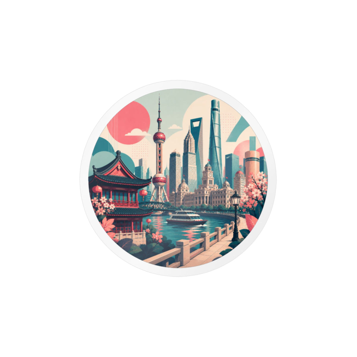 Shanghai Skyline Kiss-Cut Vinyl Decal