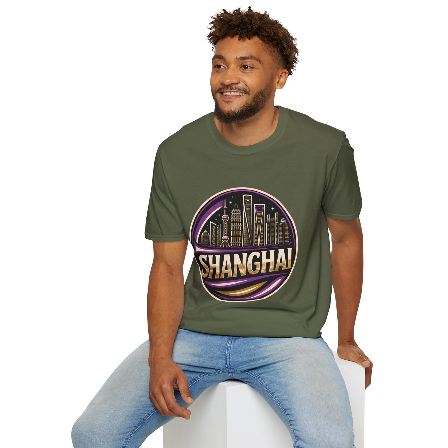 Shanghai Skyline T-Shirt — Retro Neon Cityscape Tee