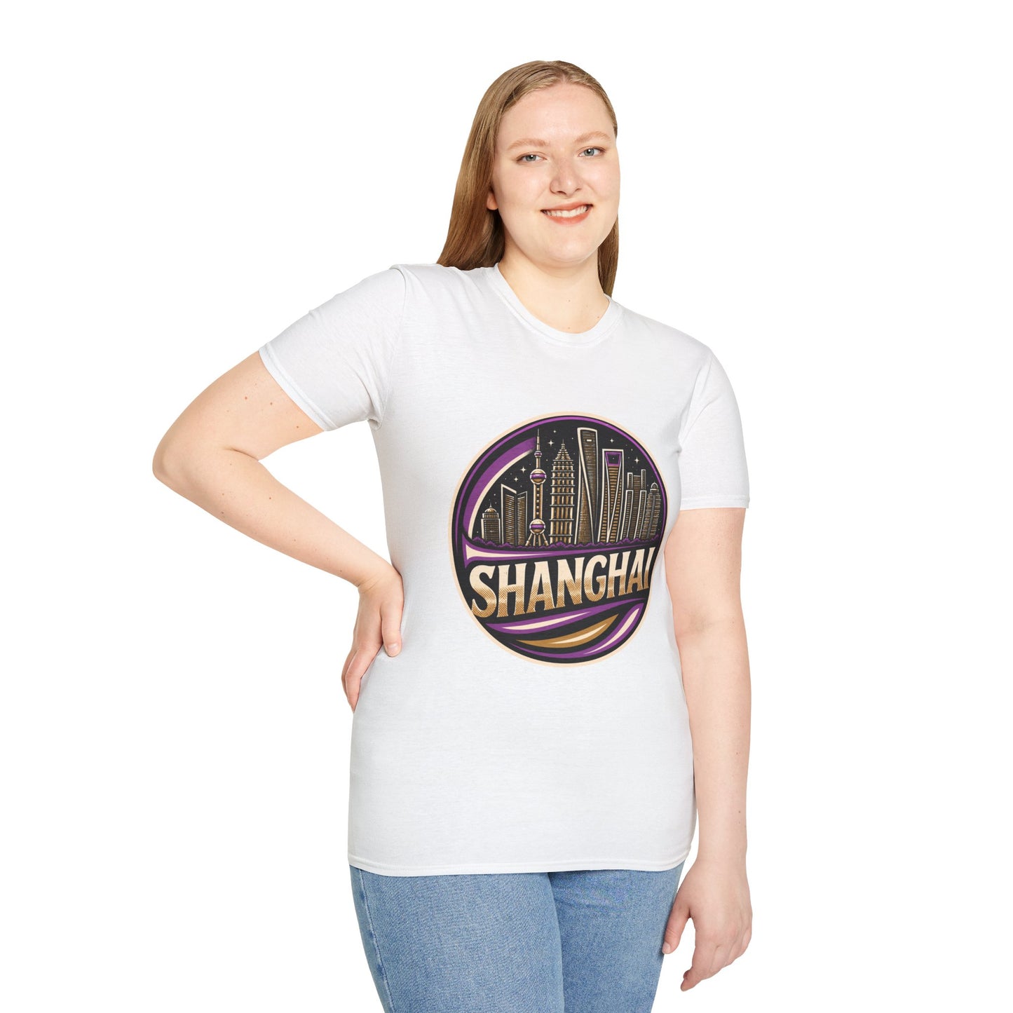 Shanghai Skyline T-Shirt — Retro Neon Cityscape Tee
