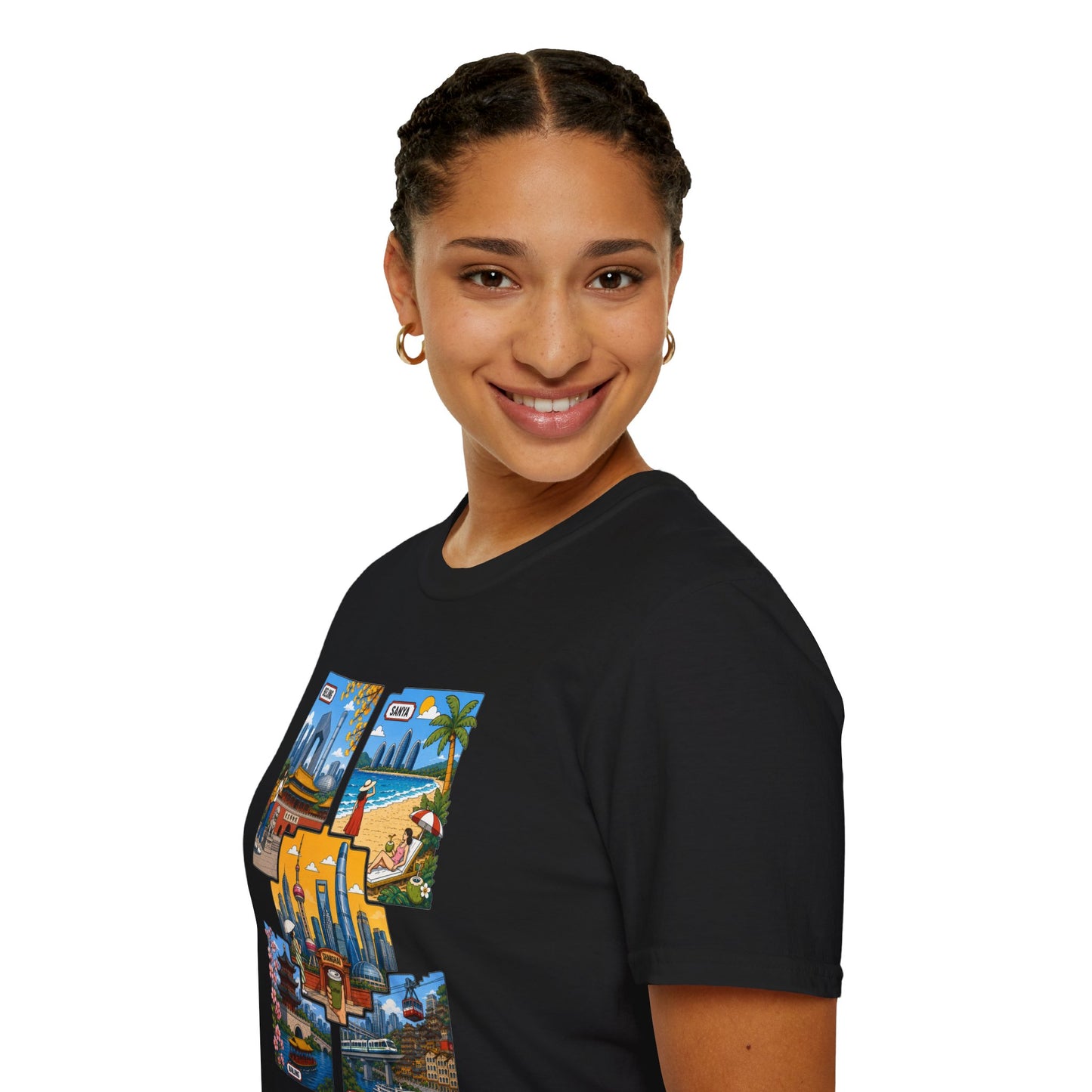 Cityscape Postcard T-Shirt — Miami & Dubai Travel Vintage Graphic Tee