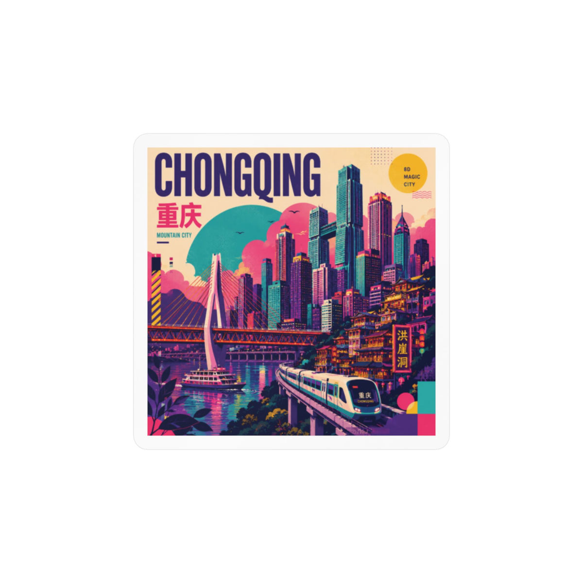 Chongqing Cityscape Kiss-Cut Vinyl Decal