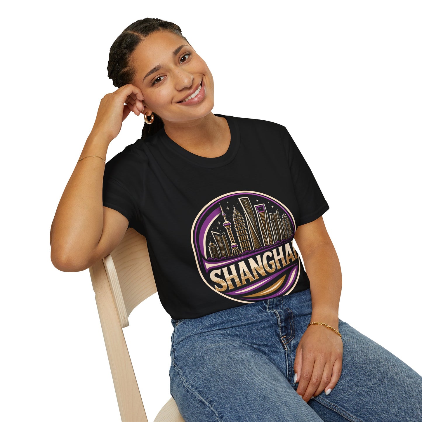 Shanghai Skyline T-Shirt — Retro Neon Cityscape Tee