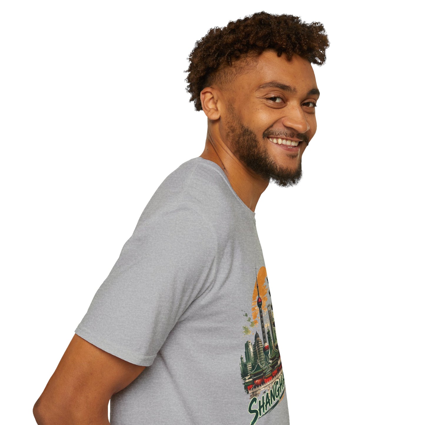 Shanghai skyline T-Shirt — Watercolor Pagoda & Oriental Sunset Tee