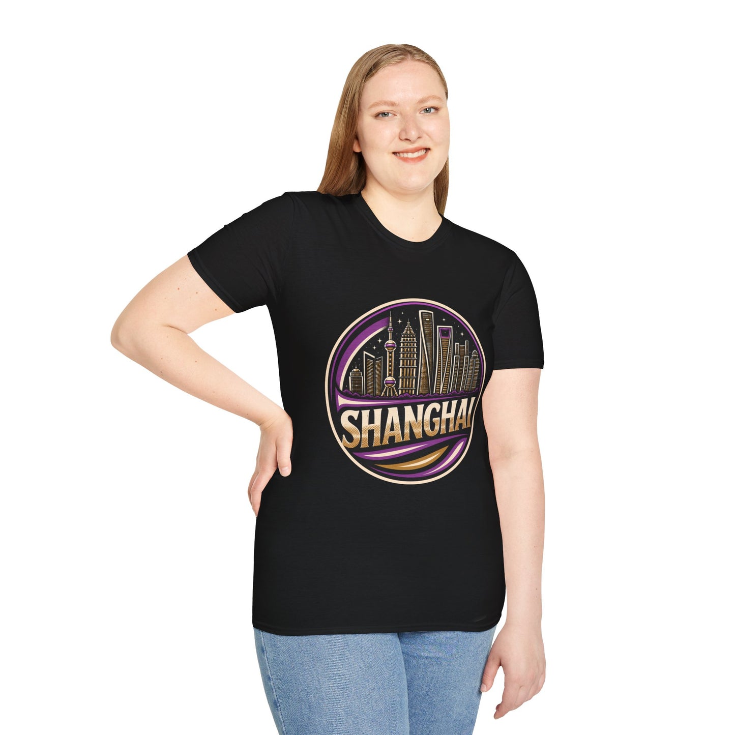 Shanghai Skyline T-Shirt — Retro Neon Cityscape Tee