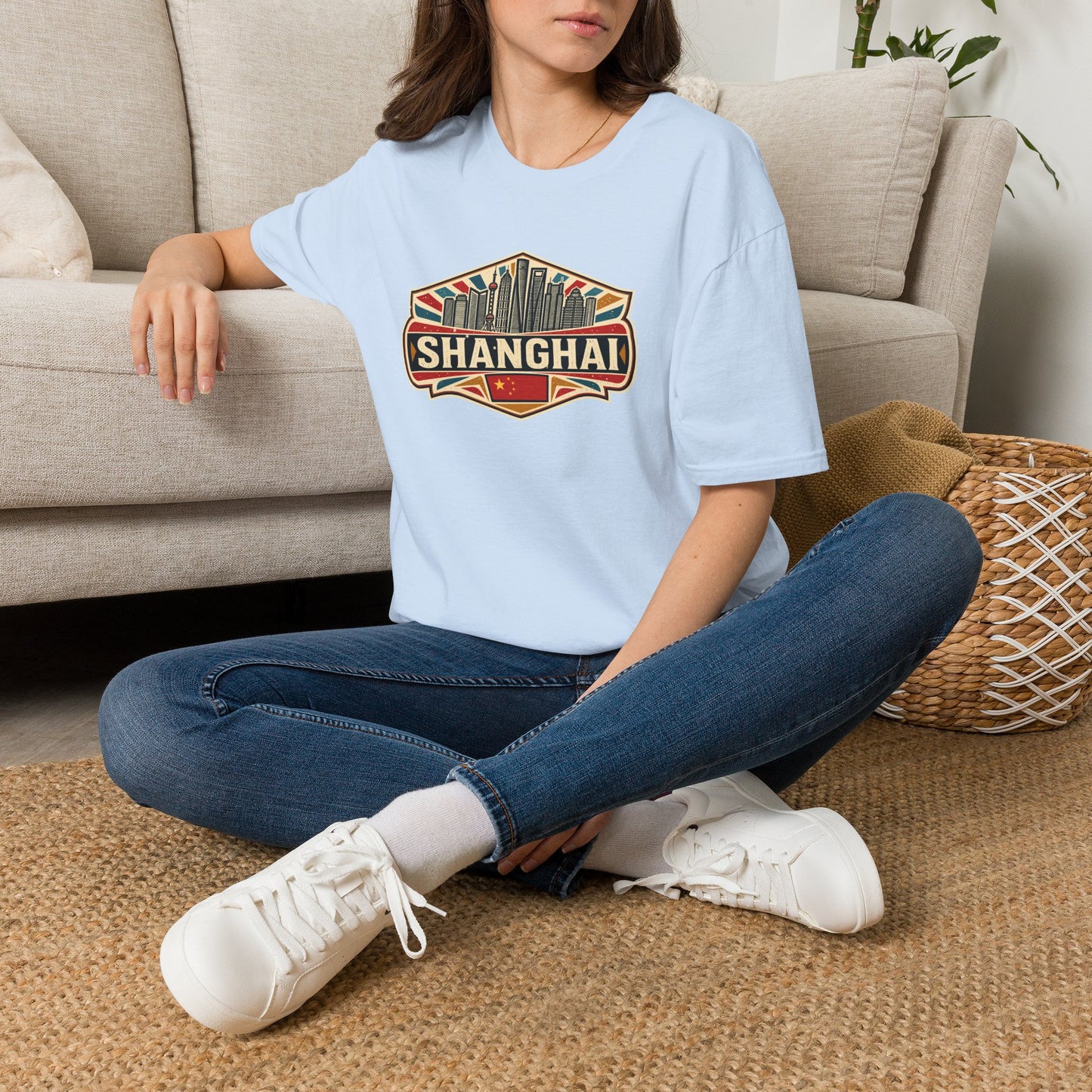 Shanghai Skyline T-Shirt — Vintage City Travel Tee