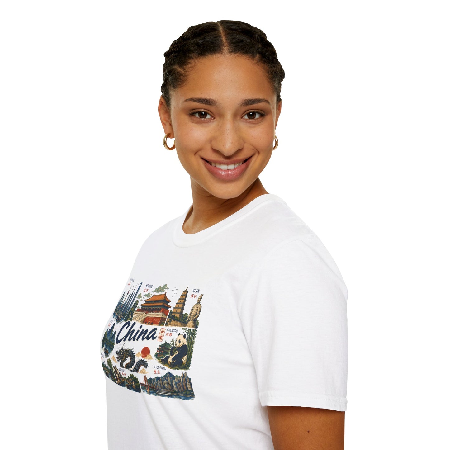 China Landmarks T-Shirt — Panda, Great Wall & Skyline Travel Tee
