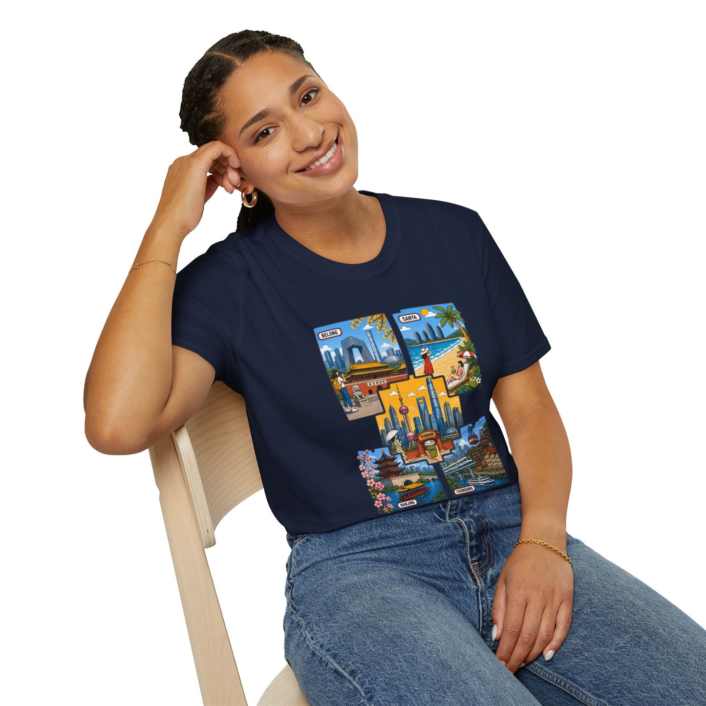 Cityscape Postcard T-Shirt — Miami & Dubai Travel Vintage Graphic Tee