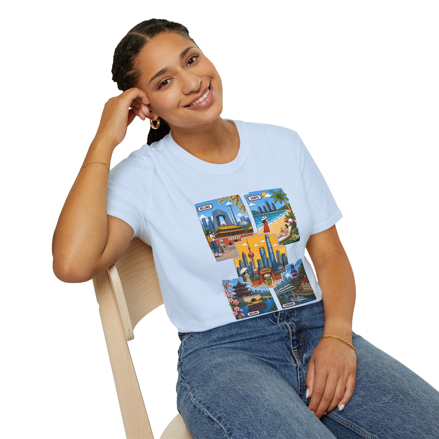 Cityscape Postcard T-Shirt — Miami & Dubai Travel Vintage Graphic Tee