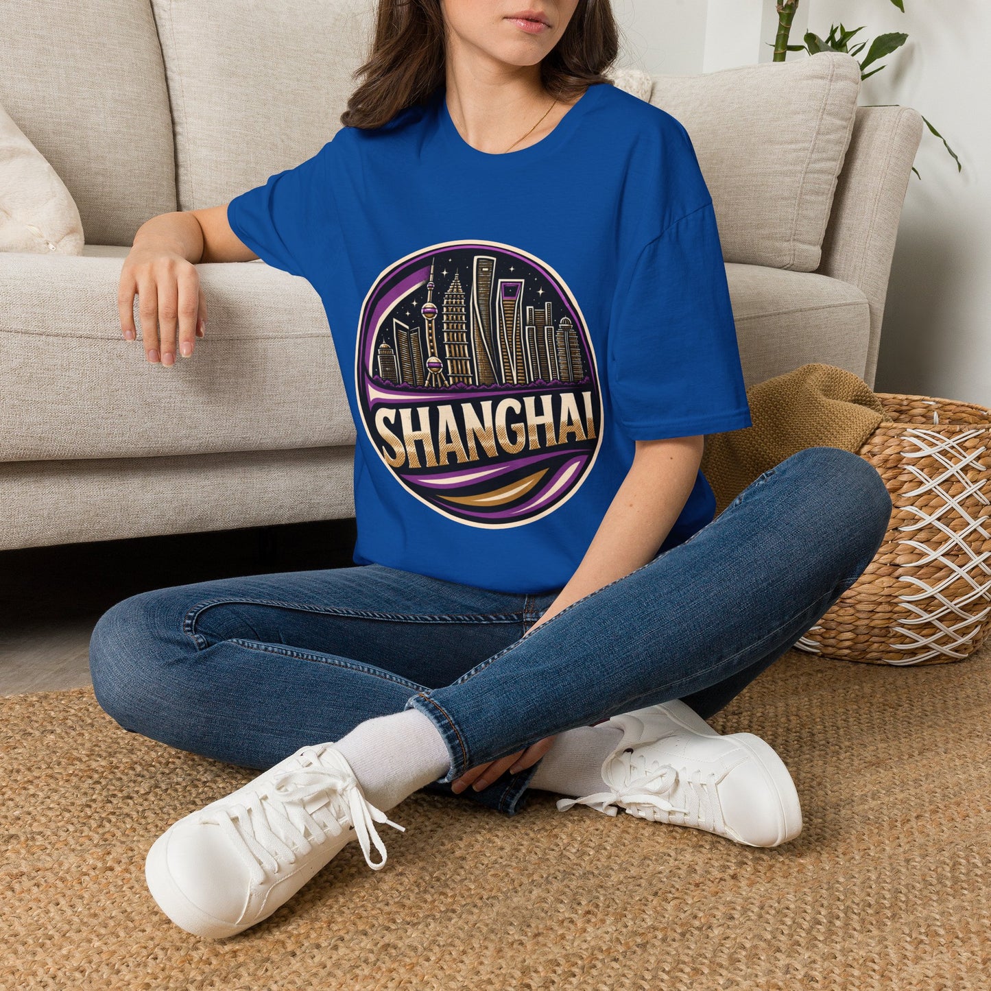 Shanghai Skyline T-Shirt — Retro Neon Cityscape Tee