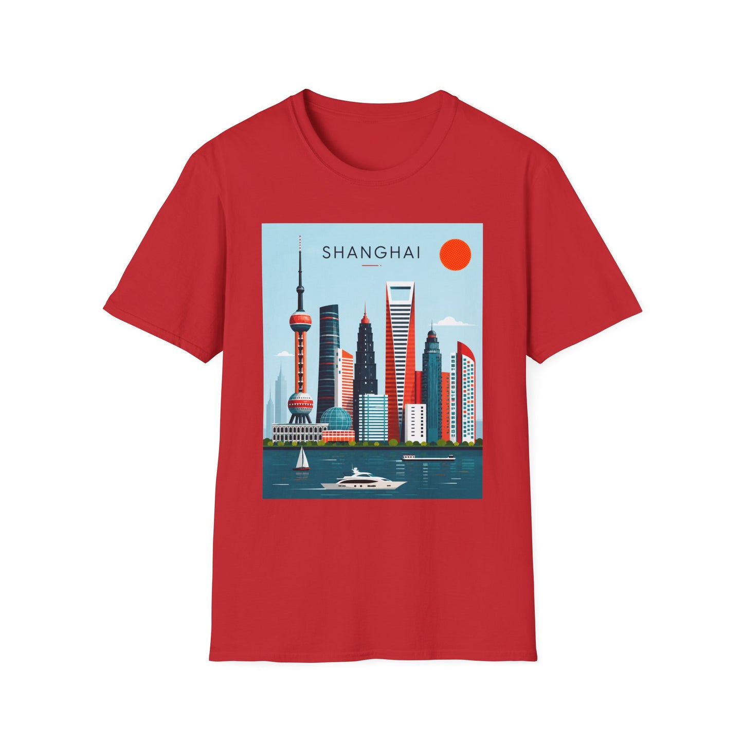 Shanghai Skyline T‑Shirt — Retro Cityscape Tee with 'SHANGHAI' Graphic