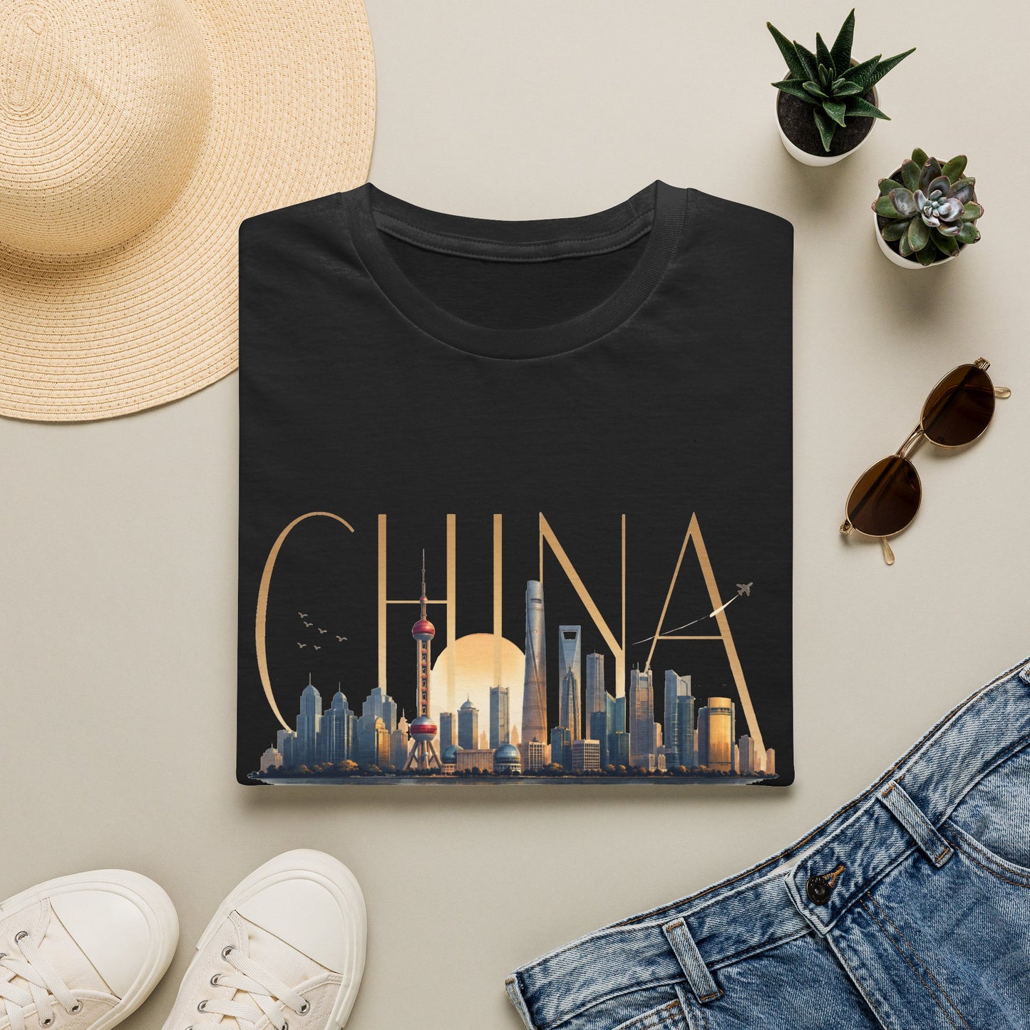 China Skyline T‑Shirt — Shanghai Cityscape Graphic Tee