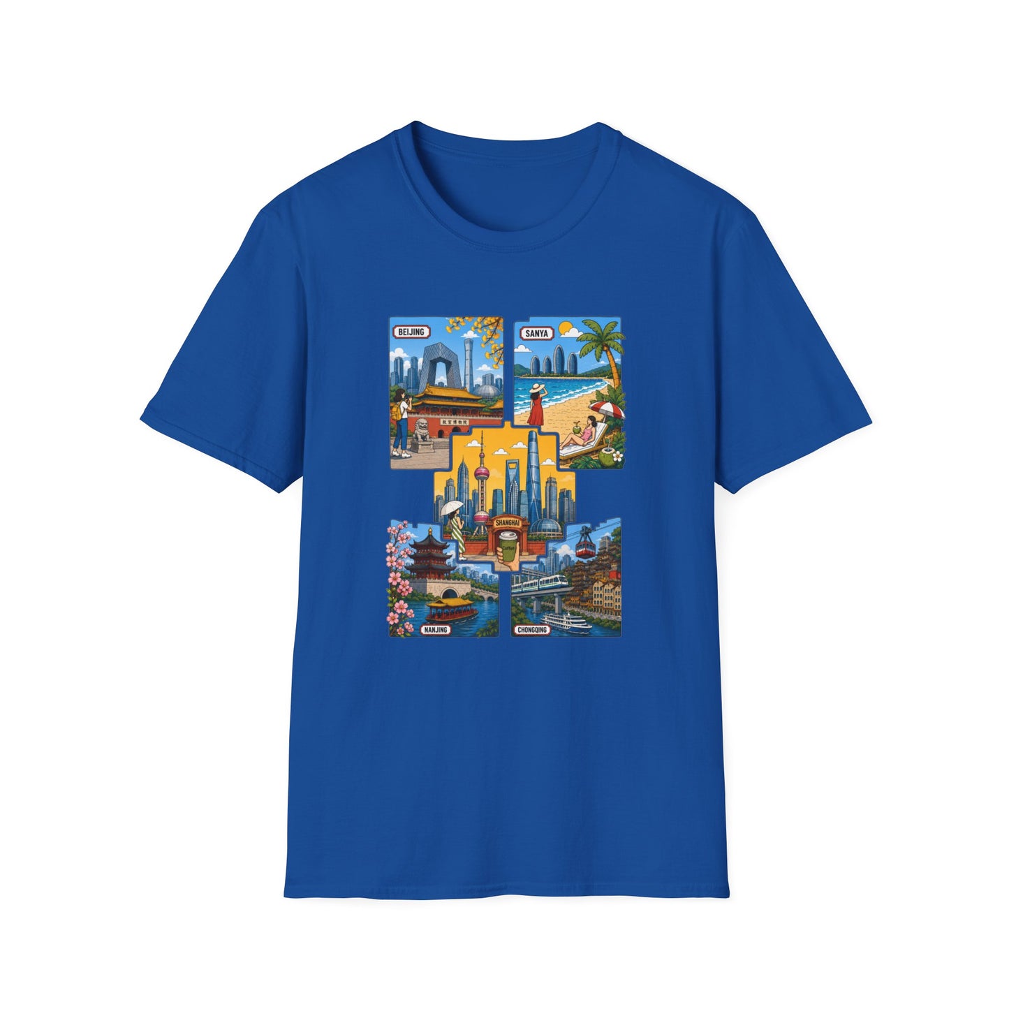 Cityscape Postcard T-Shirt — Miami & Dubai Travel Vintage Graphic Tee