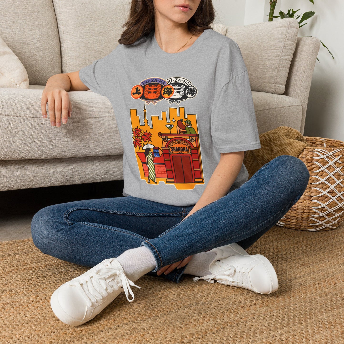 Skyline Ramen Scene T-Shirt — Retro Japanese Noodle Shop Design