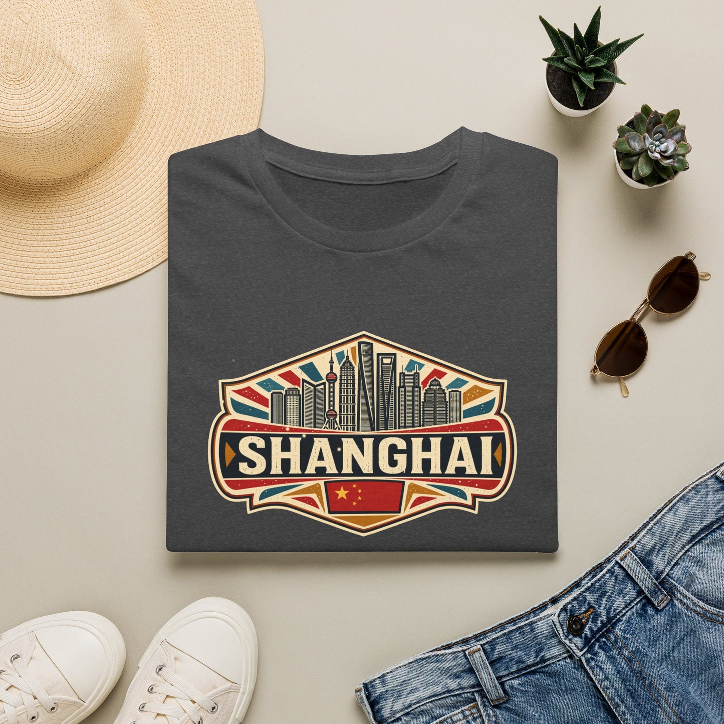 Shanghai Skyline T-Shirt — Vintage City Travel Tee